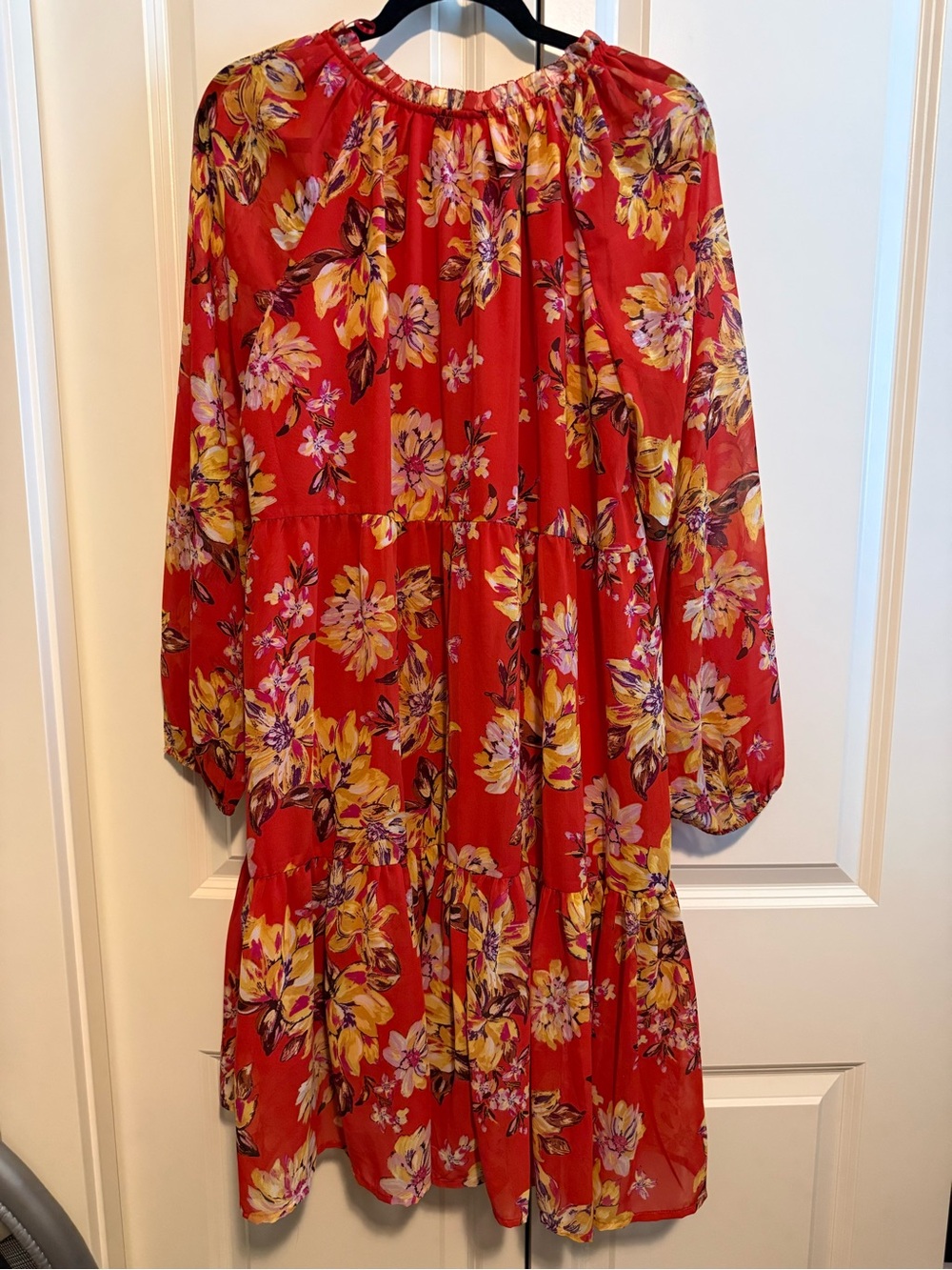 Studio B Orange Floral Peasant Dress - Picture 3 of 3